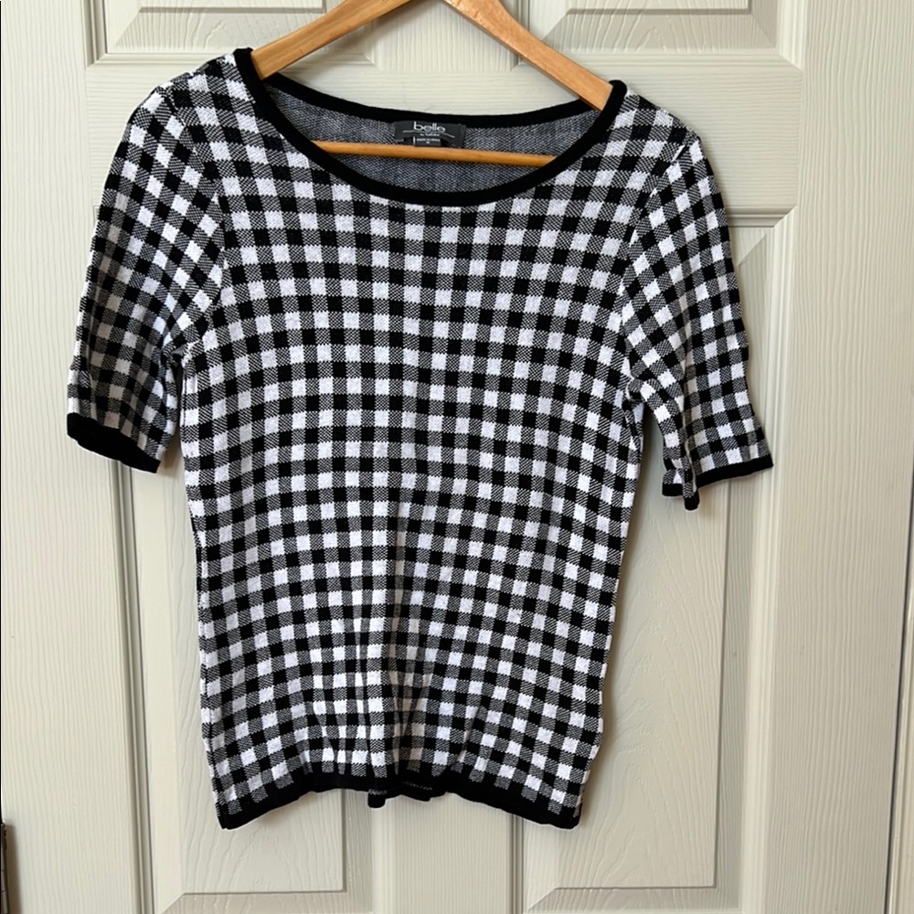 7-Black and White Checkered Women's Top